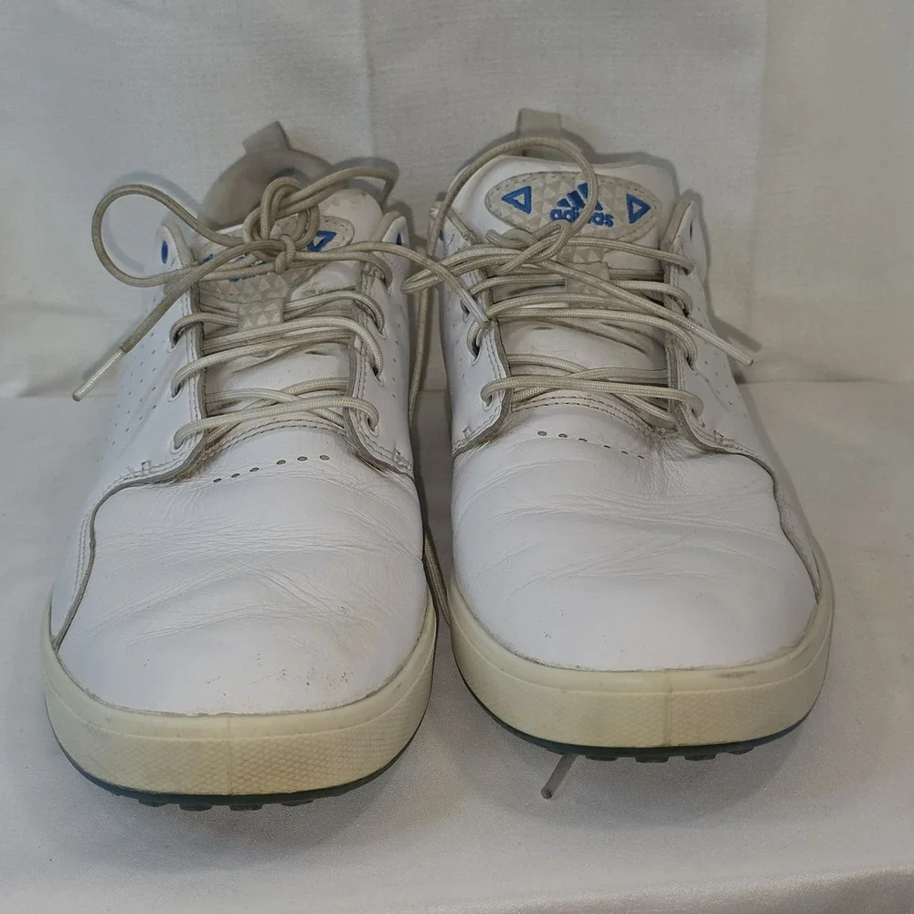 Adidas Flopshot Golf Shoes Mens 10 White Leather‎ Spikeless Adipure
